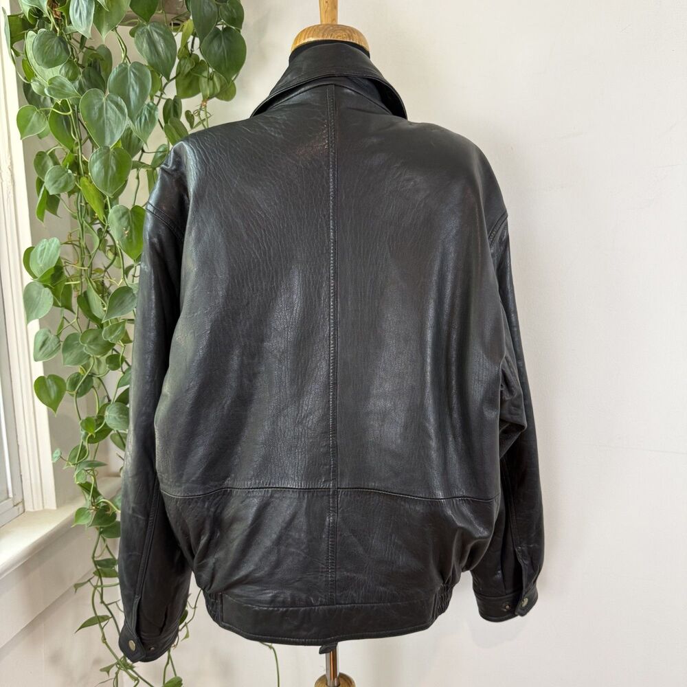 Vintage Lambskin Leather Black Bomber Jacket | Buttery Soft, Small - Picture 5 of 12